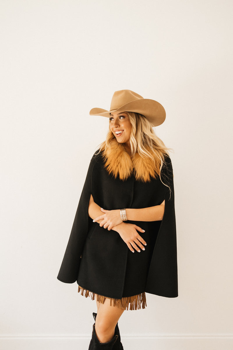 DIANA ROSH FUR COLLAR CAPE