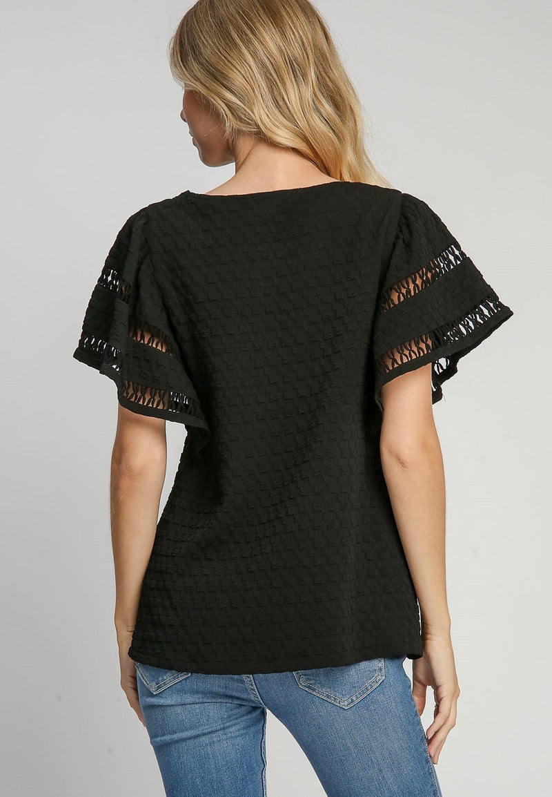 Umgee Jacquard Round Neck Top