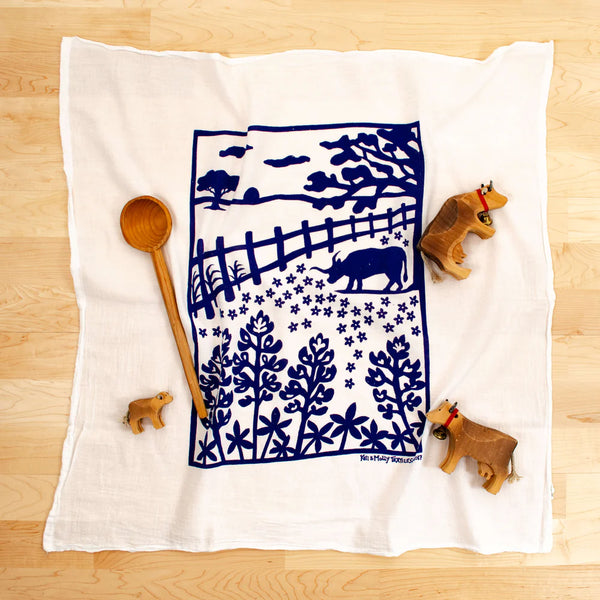 KEI & MOLLY TEXTILES Flour Sack Dish Towel: Bluebonnets