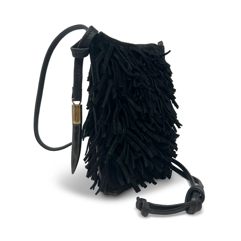 Kempton & Co. Mini Sling Bag - Black Suede Fringe