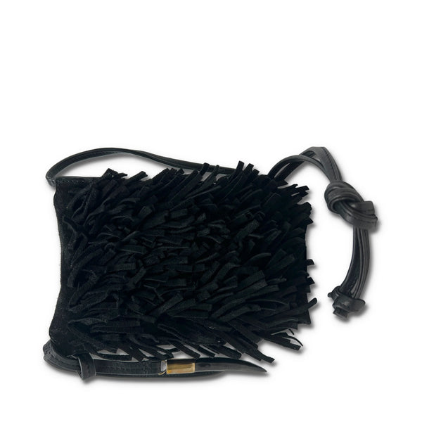 Kempton & Co. Mini Sling Bag - Black Suede Fringe