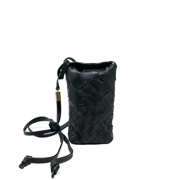 Kempton & Co. Mini Sling Bag - Black Threaded Weave