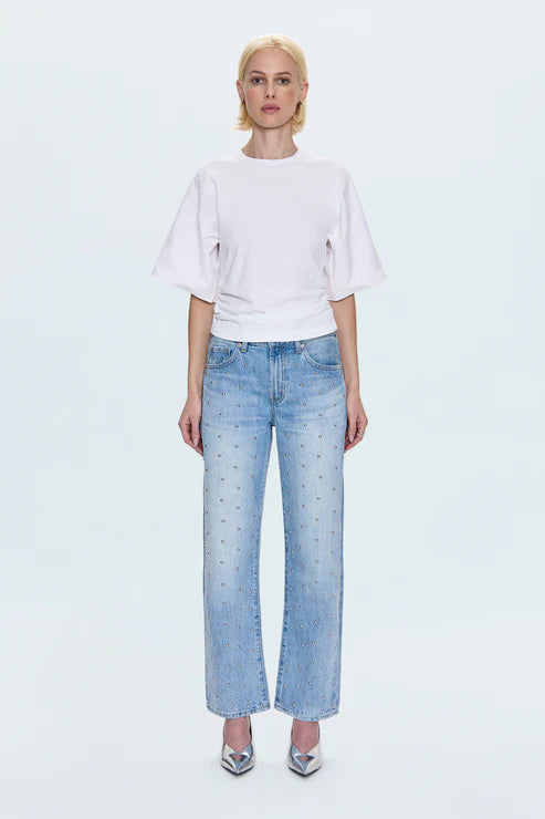 Pistola Lexi Mid Rise Bowed Straight Jean - Aries