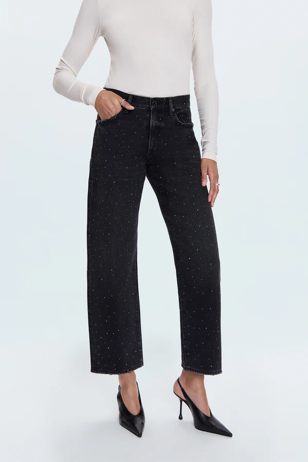 Pistola Lexi Mid Rise Bowed Straight Jean - Silver Screen
