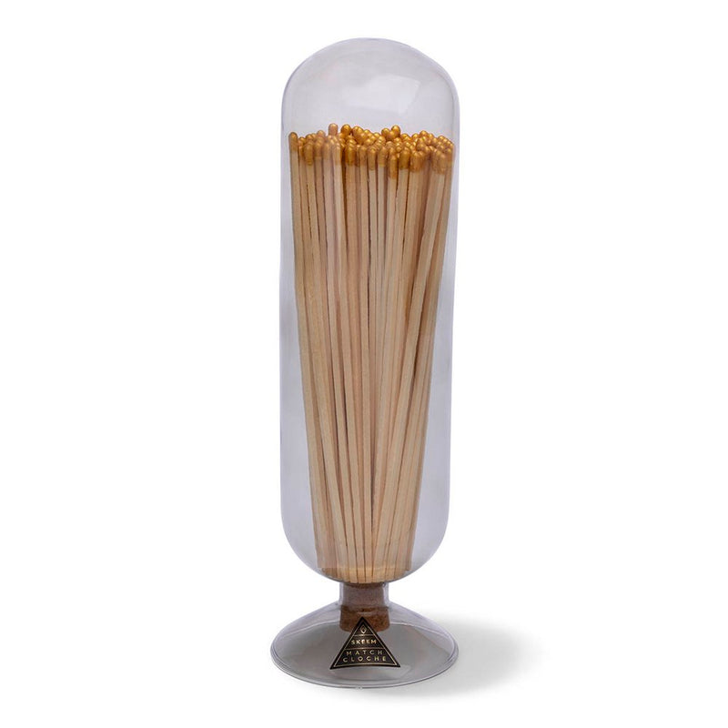 SKEEM DESIGN Smoke Fireplace Match Cloche with Gold-Tipped Matches