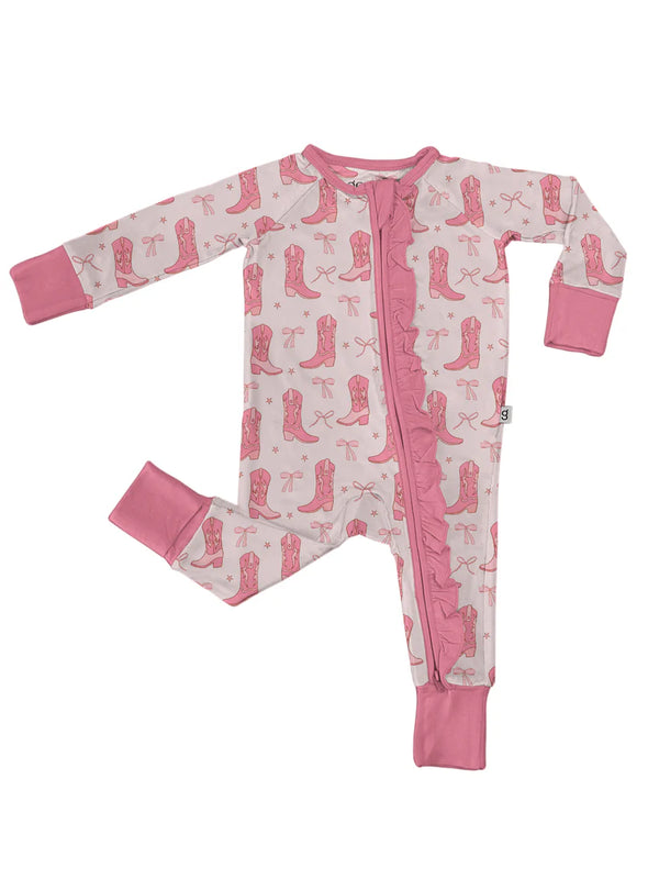Goosies  Zip PJs - Boots & Bows 0-6MO
