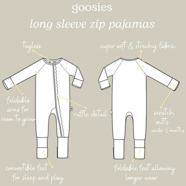 Goosies  Zip PJs - Boots & Bows 0-6MO
