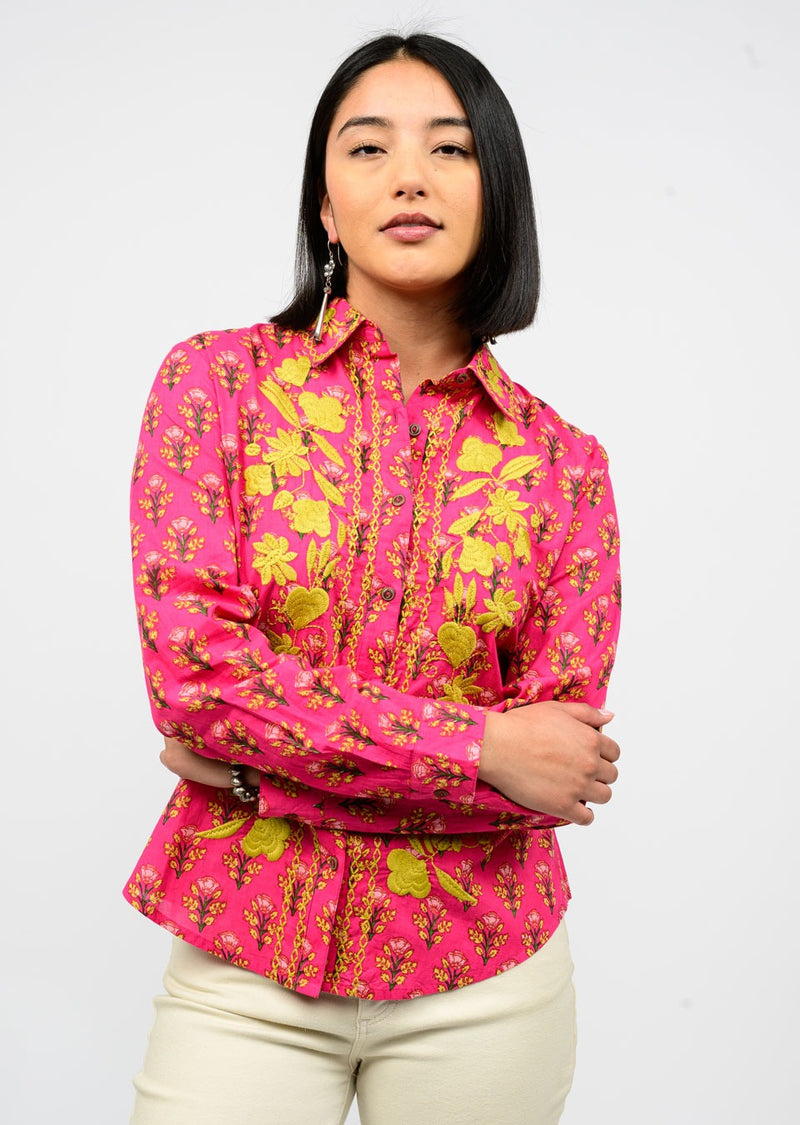 Sister Mary Maricela Pink With Embroidery Blouse