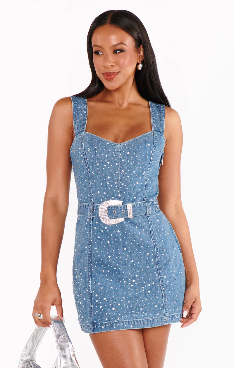 SHOW ME YOUR MUMU MINI VEGAS RHINESTONES DRESS