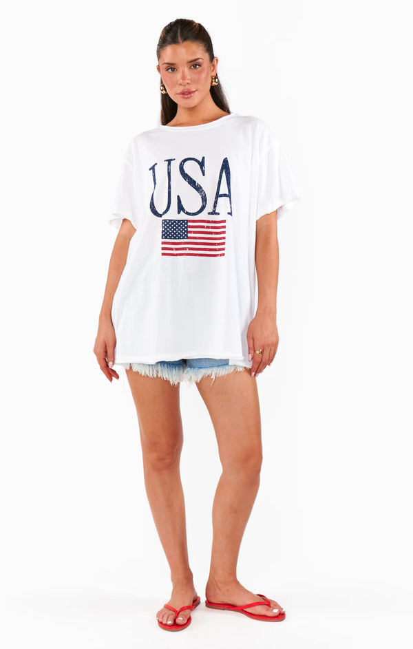 Show Me Your Mumu Airport USA Flag Tee