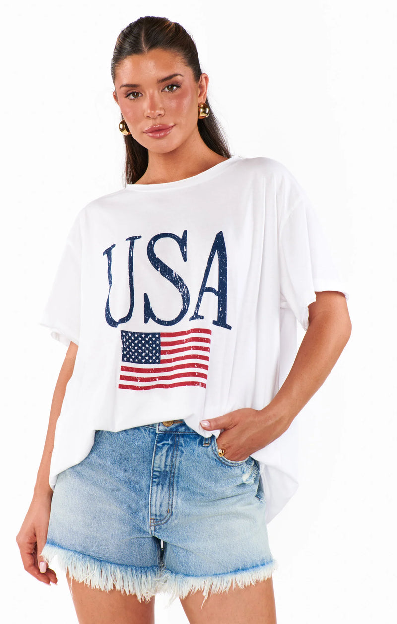 Show Me Your Mumu Airport USA Flag Tee