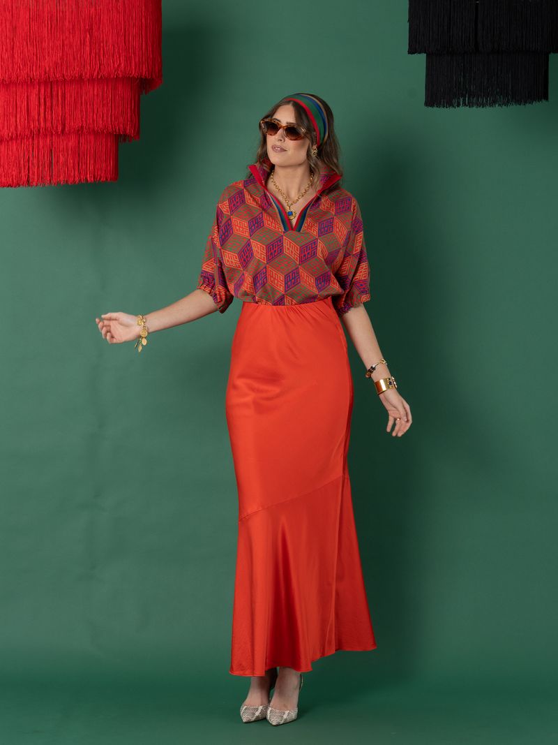Emily McCarthy Bias Silk Cotton Skirt