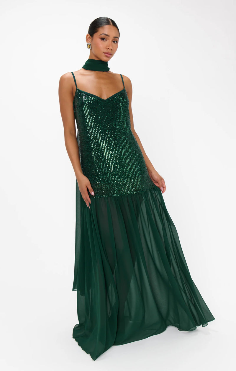 Dalia Maxi Dress, in Emerald Sequins, Size: Medium | Show Me Your Mumu | Wedding Attendee Dress Dalia Maxi Dress, in Emerald Sequins, Size: Medium | Show Me Your Mumu | Wedding Attendee Dress