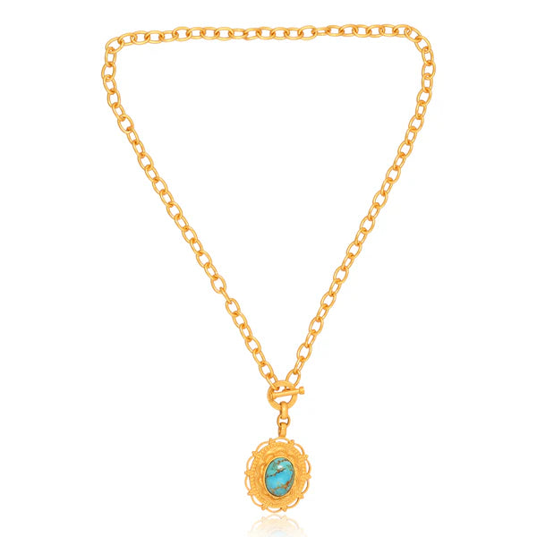 CHRISTINA GREENE Meet Me in Mykonos Toggle Necklace - Turquoise