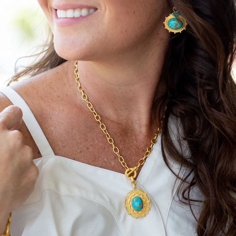 CHRISTINA GREENE Meet Me in Mykonos Toggle Necklace - Turquoise