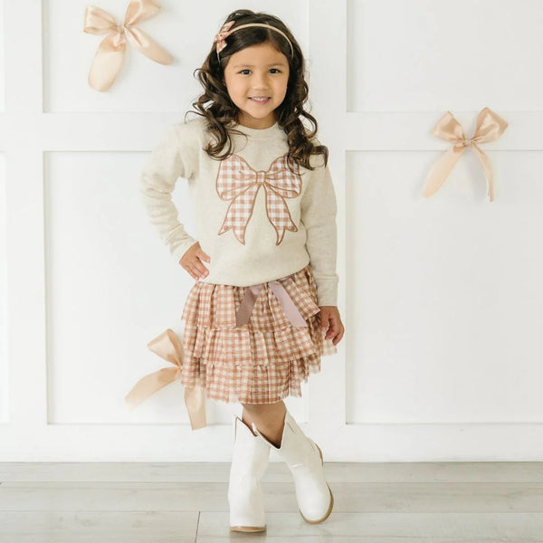 Sweet Wink Gingham Printed Tulle Tiered Tutu