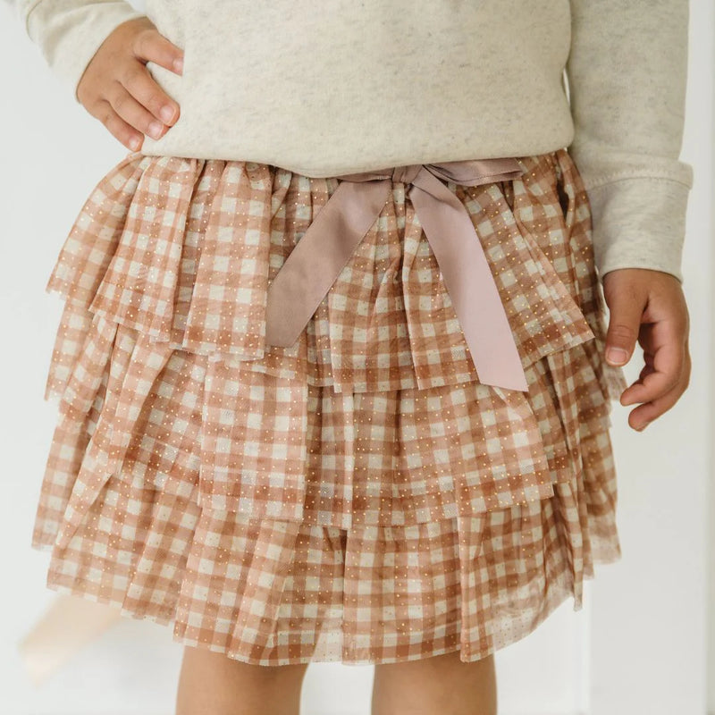Sweet Wink Gingham Printed Tulle Tiered Tutu