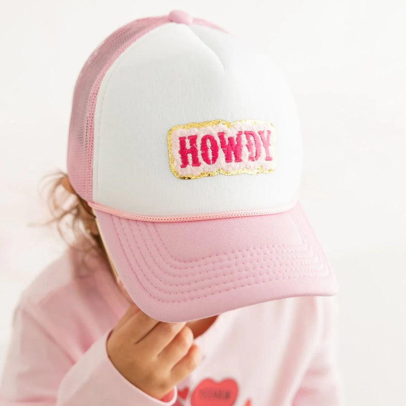 Sweet Wink Kid's Howdy Patch Trucker Hat - Pink/White