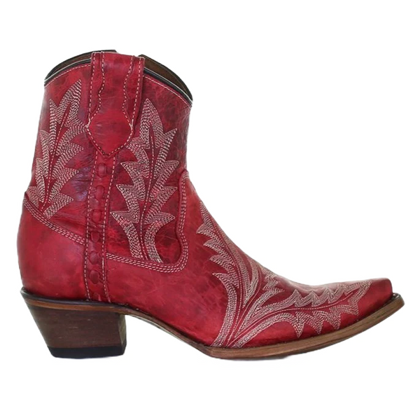 CIRCLE G BY CORRAL WOMEN'S RED EMBROIDERY ANKLE BOOT