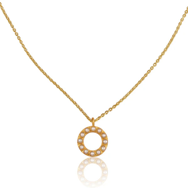 CHRISTINA GREENE Pearl Circle Pendant Necklace