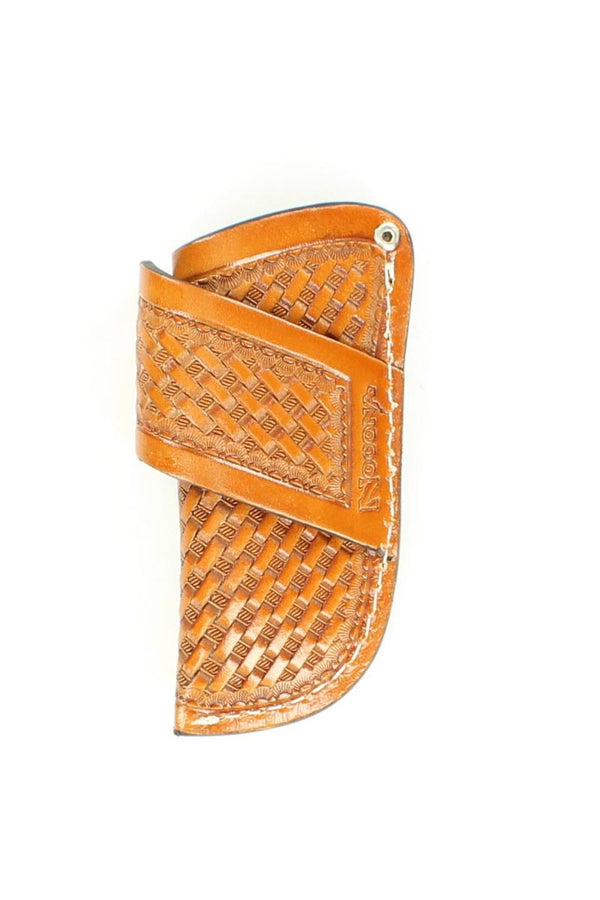 tan leather sheath with basket weave