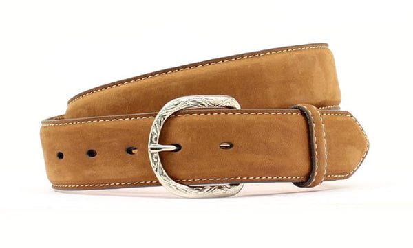 MEN'S BROWN LEATHER BELT WITH REMOVABLE SILVER BUCKLE 