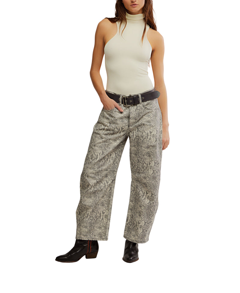We The Free Good Luck Printed Barrel Jeans