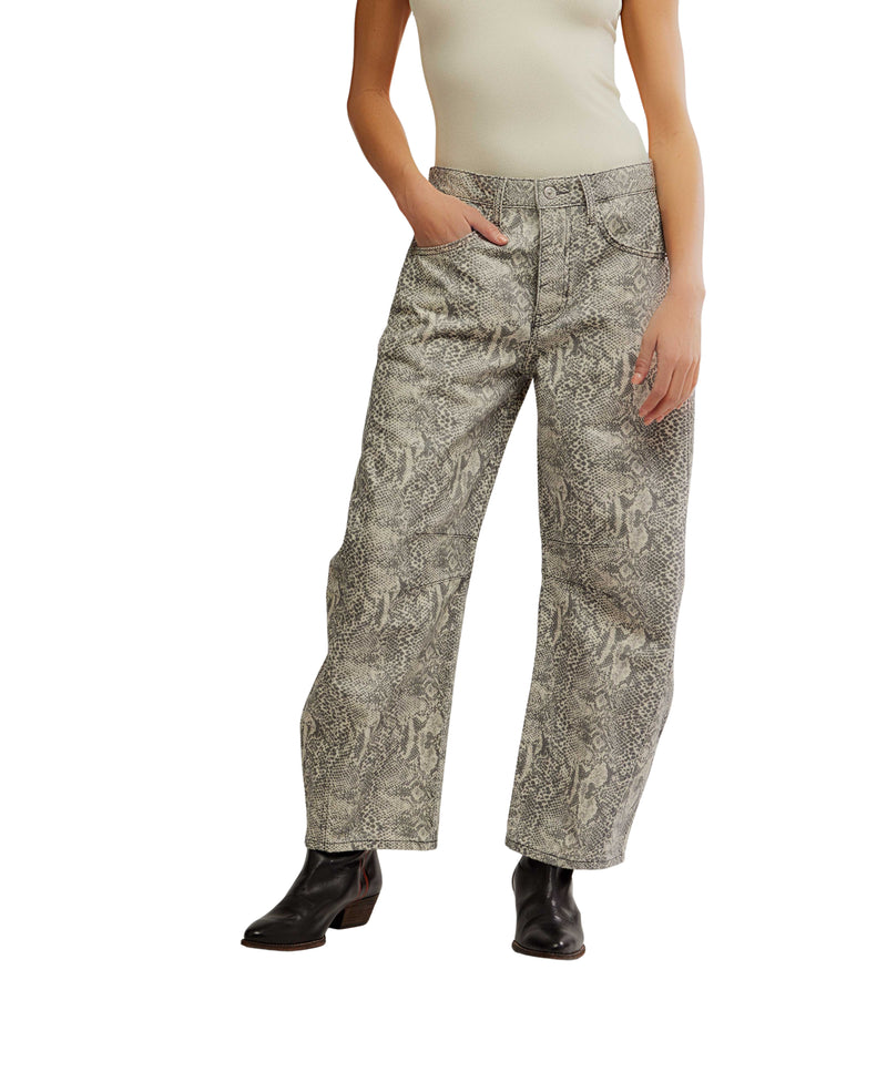 We The Free Good Luck Printed Barrel Jeans