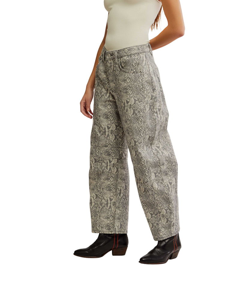 We The Free Good Luck Printed Barrel Jeans