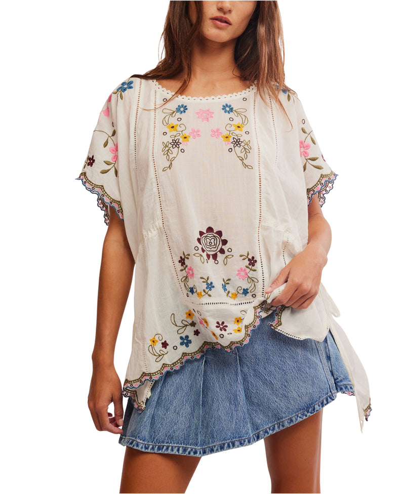 Free People Danielle Embroidered Top