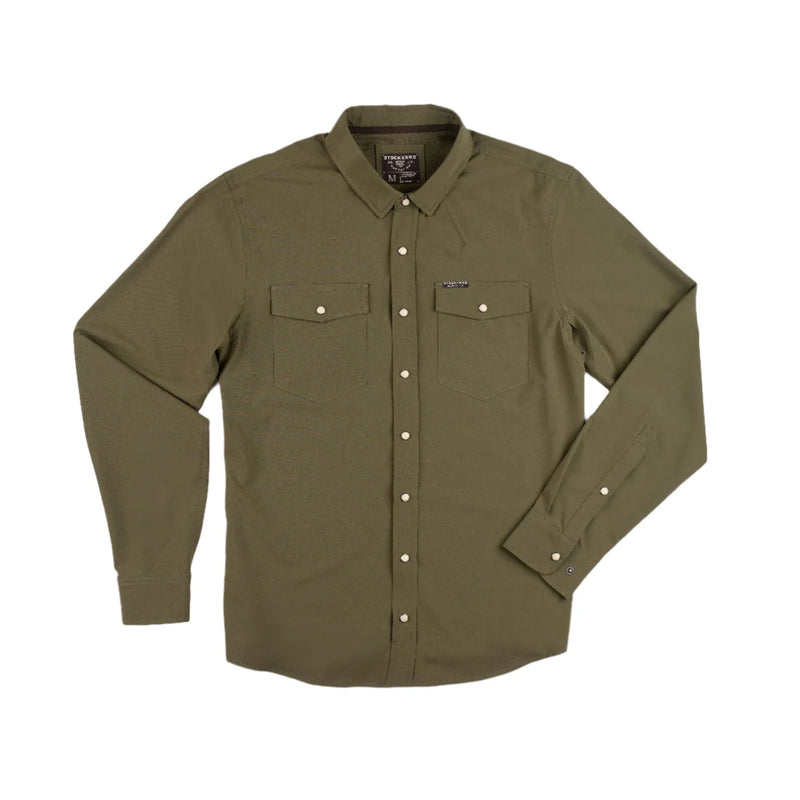 Stockyard Supply Co. "The Ranger" - Long Sleeve Western Performance Pearl Snap - Faded Olive