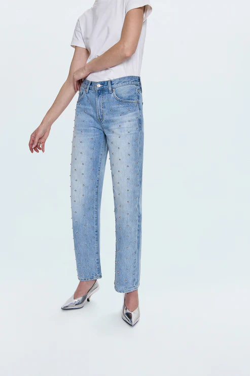 Pistola Lexi Mid Rise Bowed Straight Jean - Aries