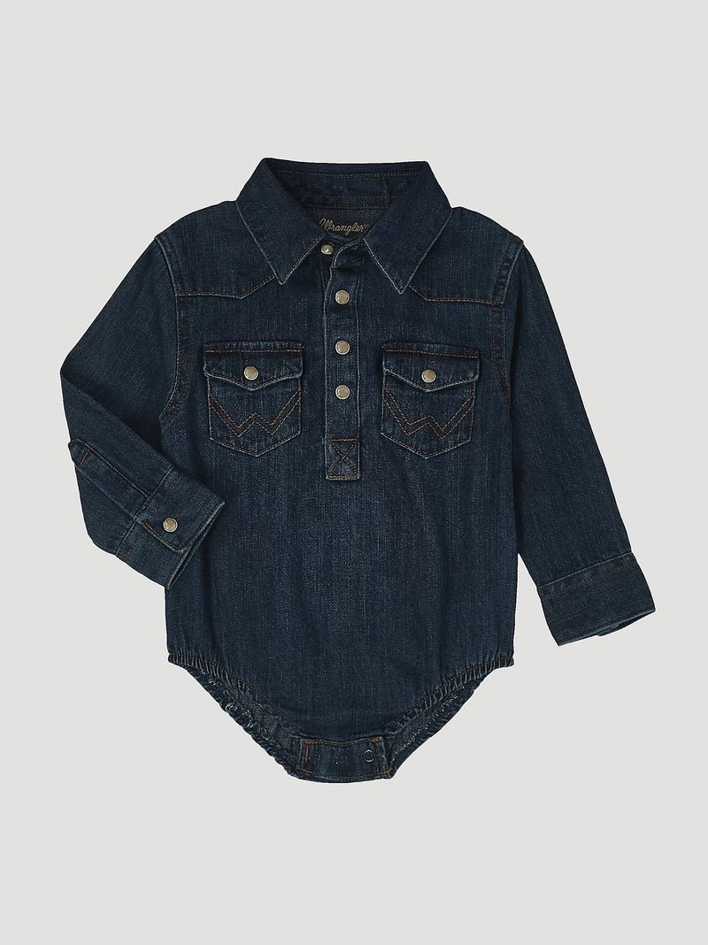 Wrangler Baby Boy Long Sleeve Bodysuit Denim