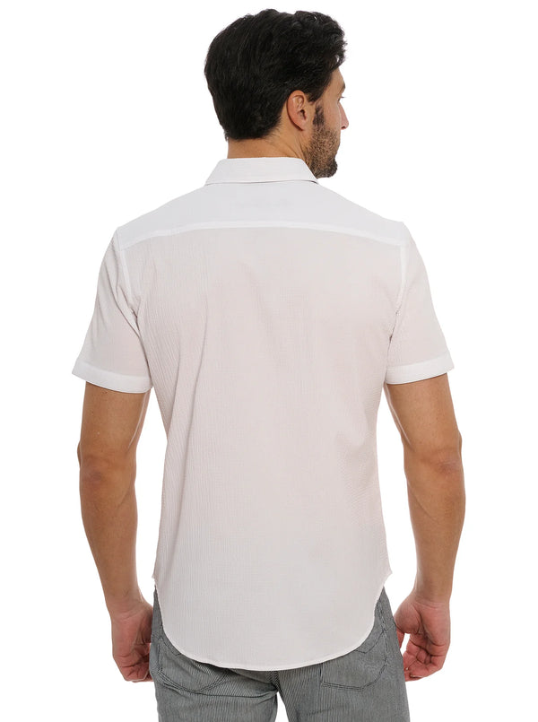 Man wearing white button down shirt