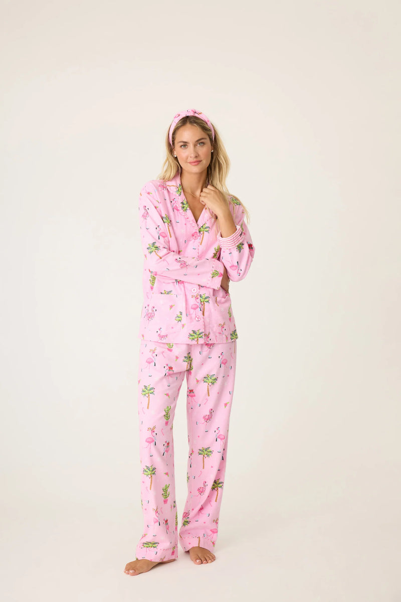 PJ SALVAGE HOLIDAY FLAMINGOS FLANNEL PJ SET 