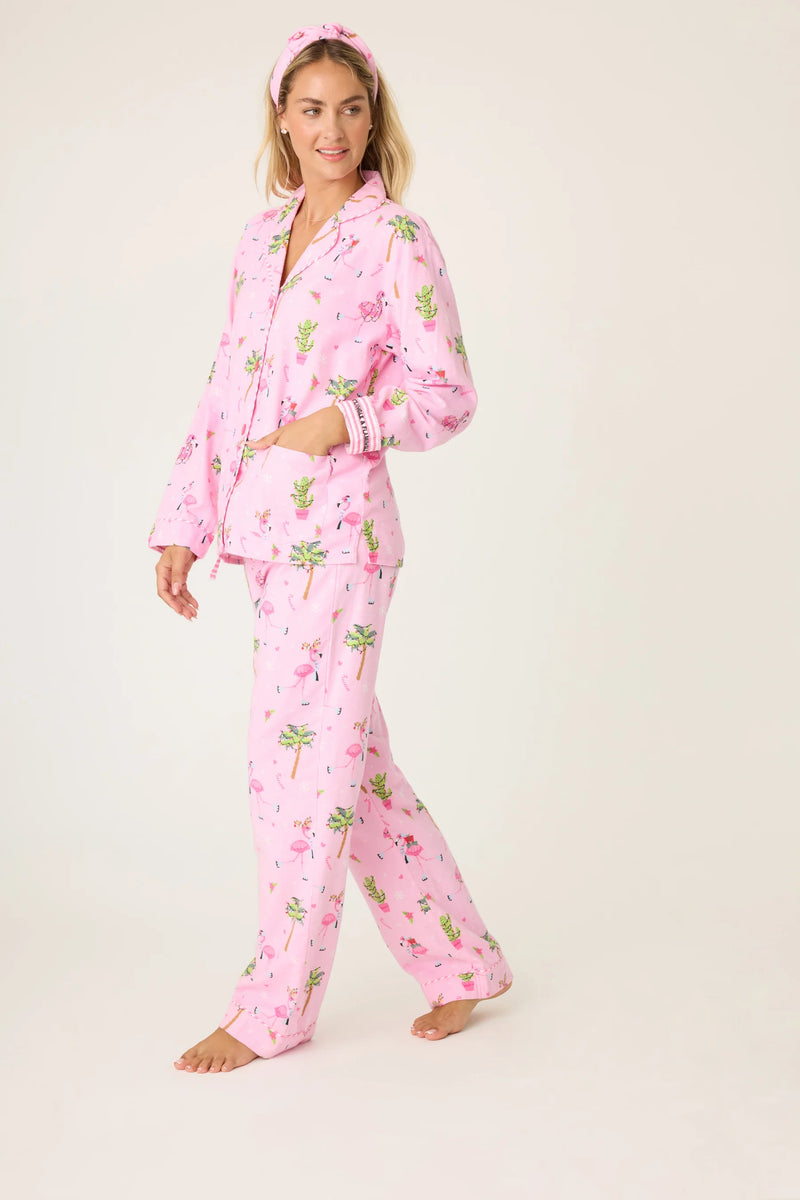 PJ SALVAGE HOLIDAY FLAMINGOS FLANNEL PJ SET 