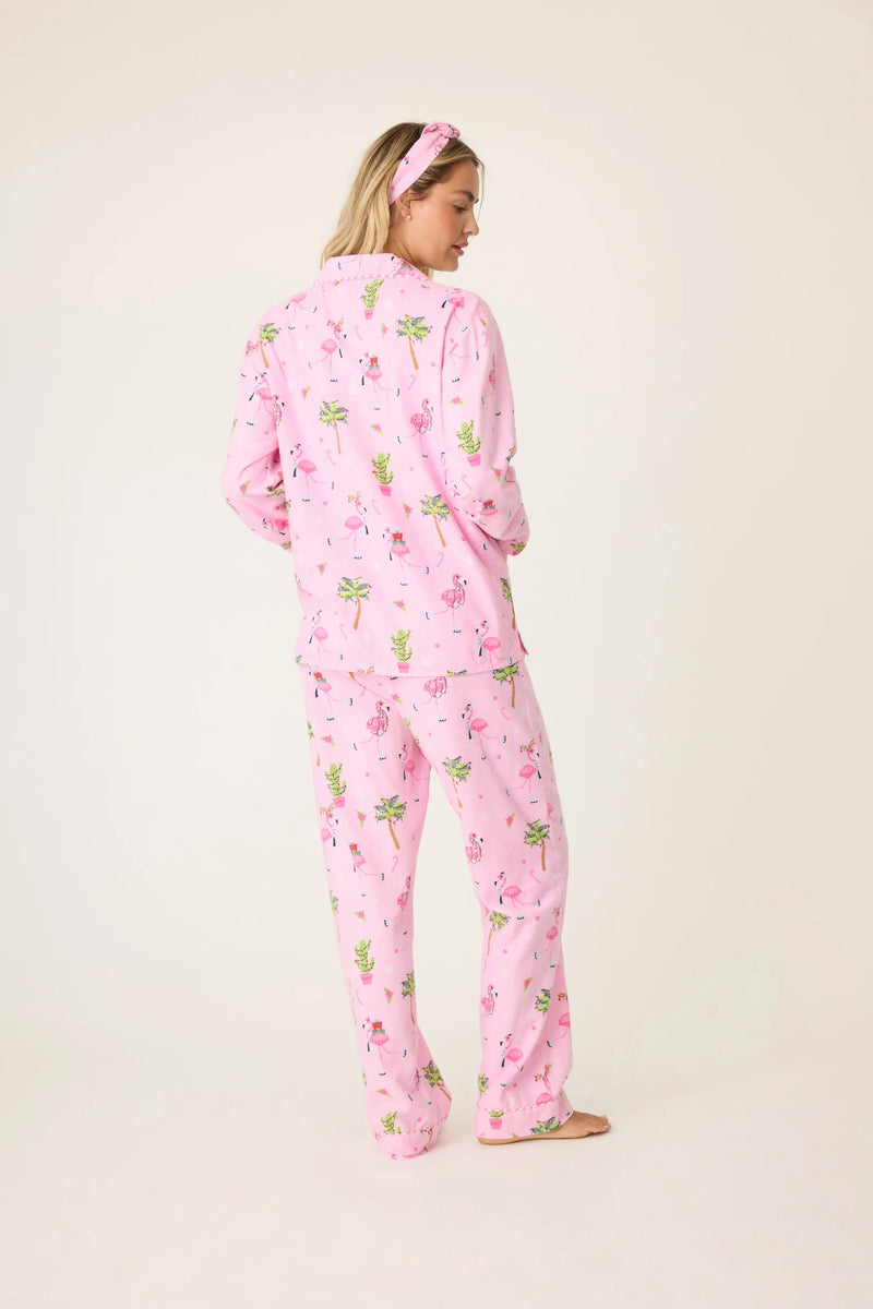 PJ SALVAGE HOLIDAY FLAMINGOS FLANNEL PJ SET 