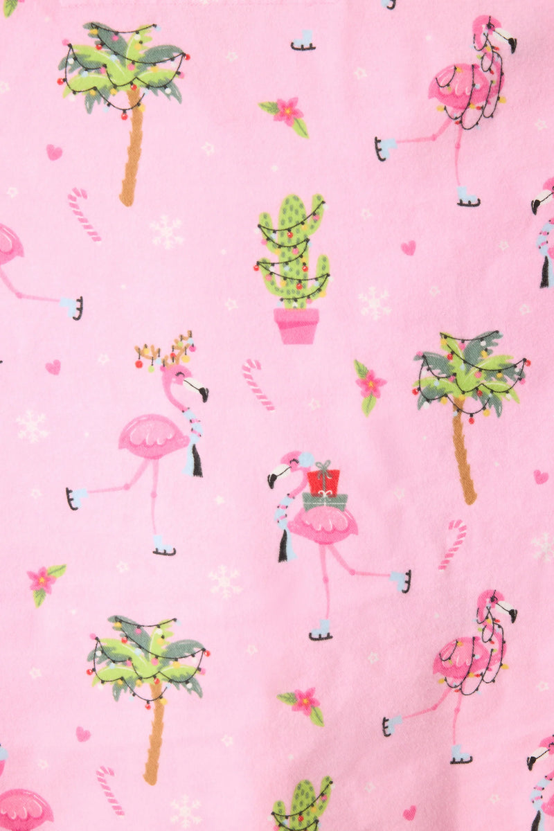 PJ SALVAGE HOLIDAY FLAMINGOS FLANNEL PJ SET 