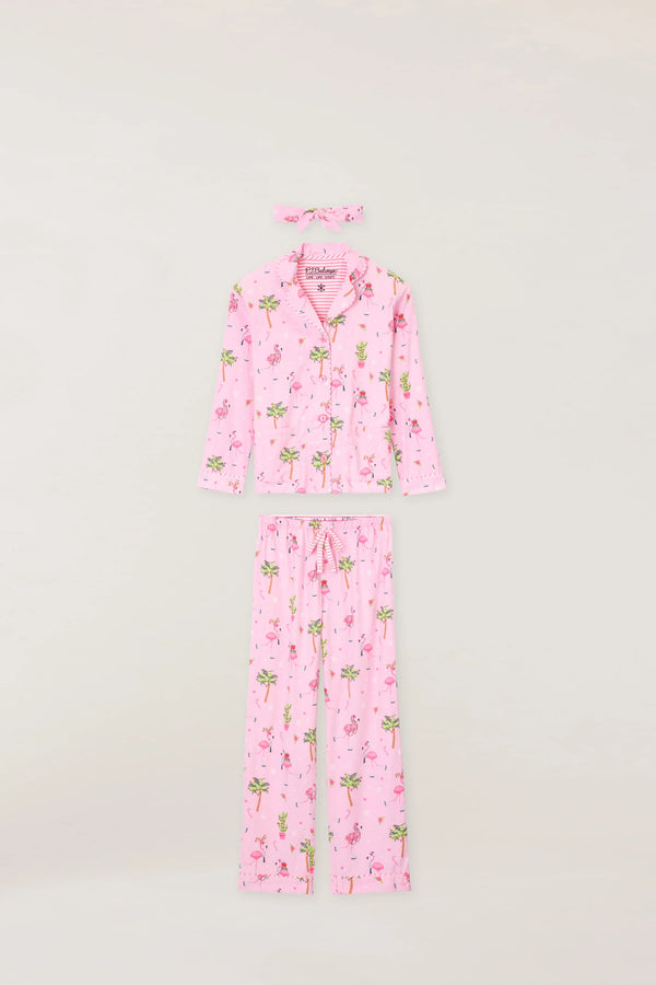 PJ SALVAGE HOLIDAY FLAMINGOS FLANNEL PJ SET 