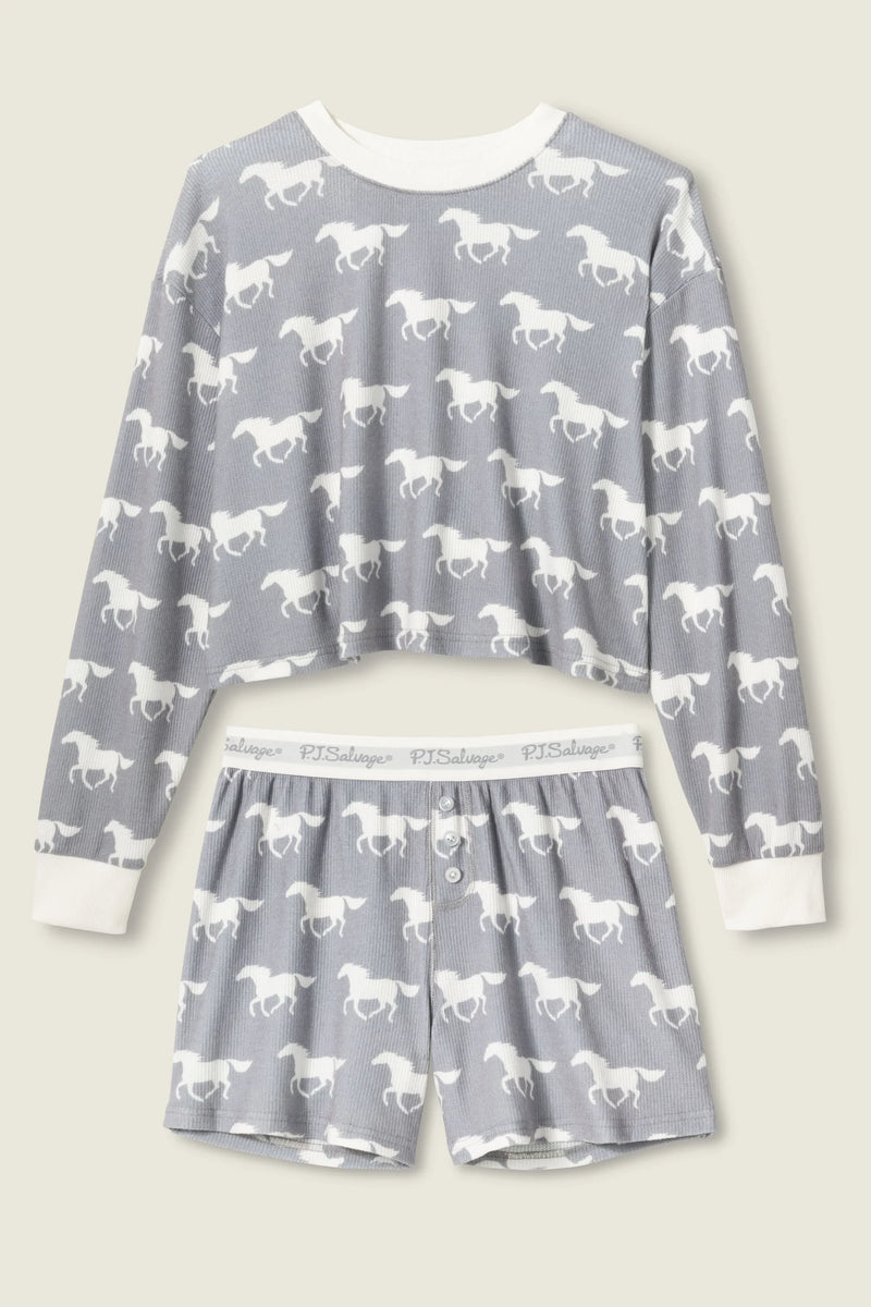 Boyfriend Boxer Horse Print Shorts Set