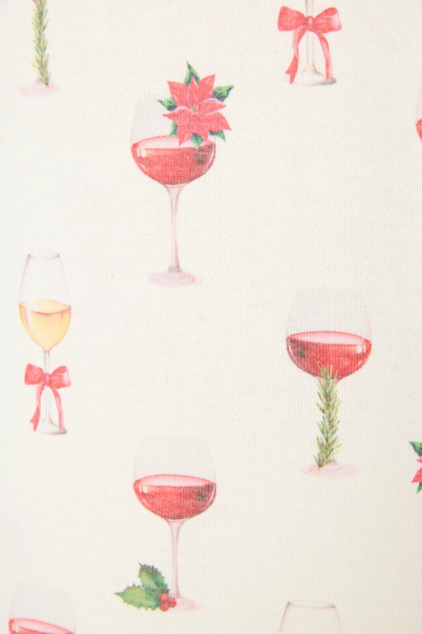 Pj Salvage Let's Get Toasty Holiday Wine Print Pants Set