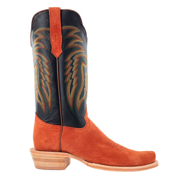 Men's cowboy boot with boar vamp, narrow square toe and black shaft