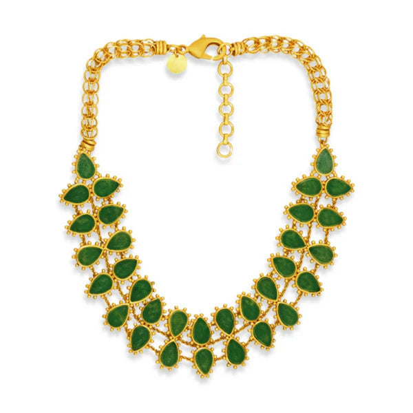 CHRISTINA GREENE RIO COLLAR NECKLACE - GREEN STRAWBERRY QUARTZ.