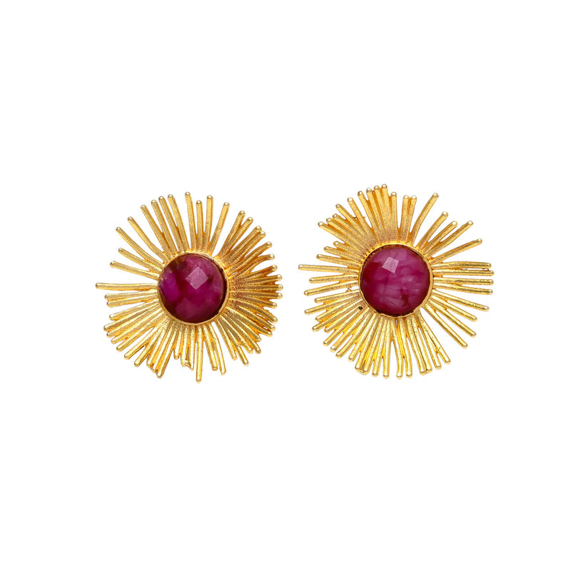 Christina Greene Ruby Sunrise Stud Earrings