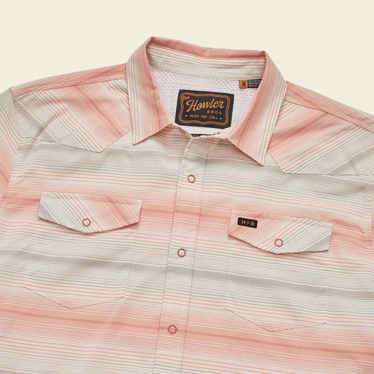 Men's long sleeve shirt with pink, green and grey color way stripes