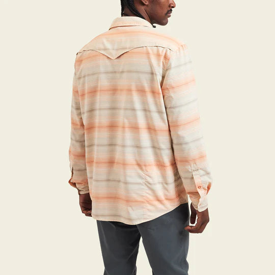 Men's long sleeve shirt with pink, green and grey color way stripes