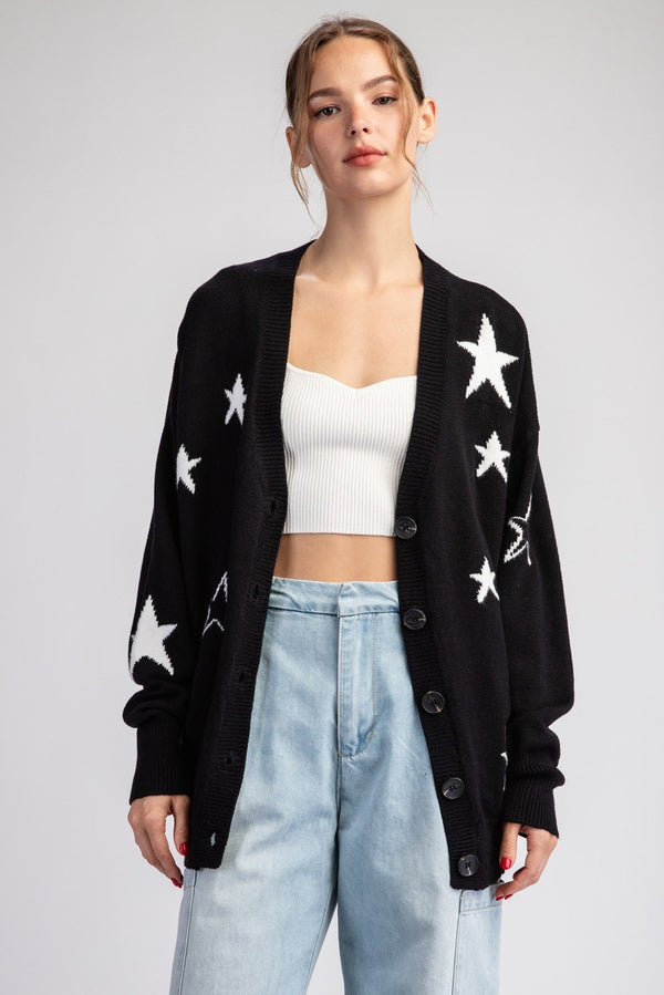 EESOME Star Pattern Sweater Cardigan