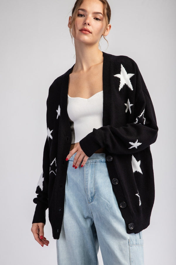 EESOME Star Pattern Sweater Cardigan