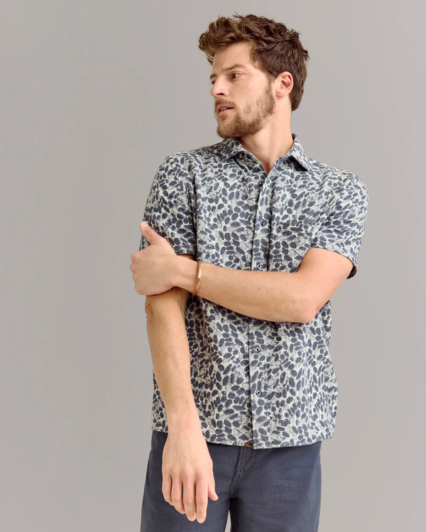 Billy Reid Short Sleeve Pebble Jacquard Treme Shirt