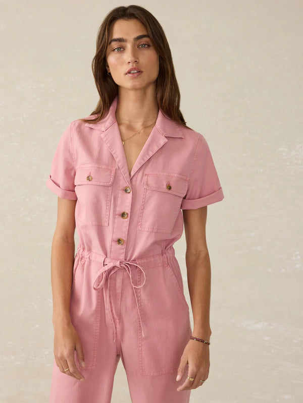 Faherty Utility Twill Raven Jumpsuit